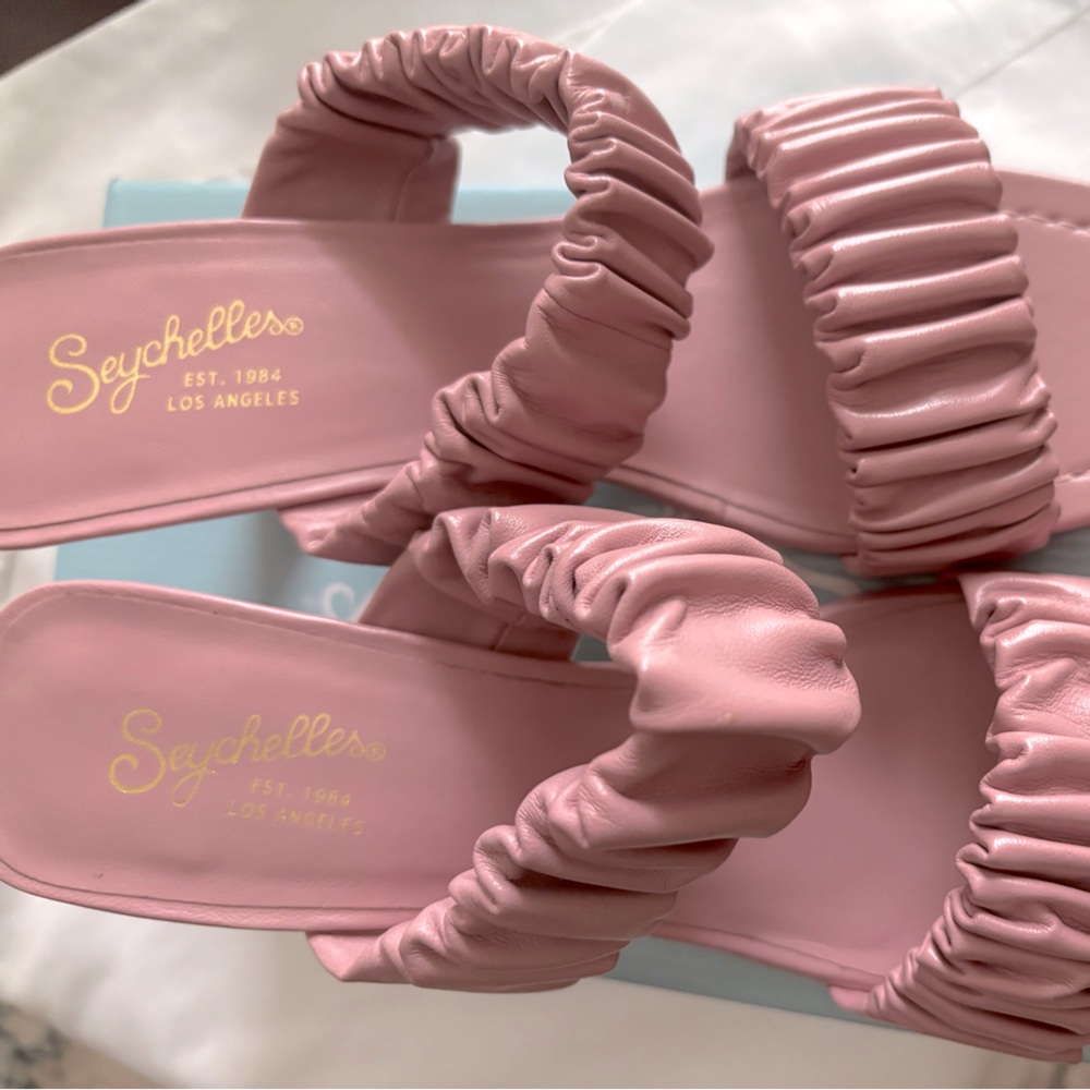 Seychelles Pink Ruched Slide Sandals